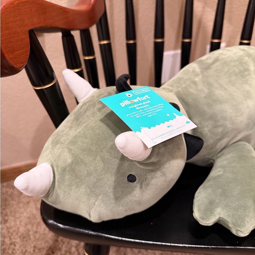 NWT Dinosaur Weighted Plush Kids' Throw Pillow Green - Pillowfort™ - Picture 3 of 9